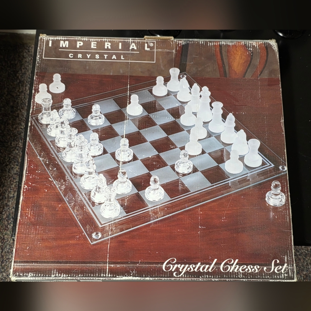 Crystal Chess Set - Clear and White